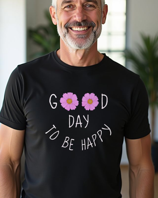 Pink Flowers Good Day to Be Happy - Positive Saying – T-Shirt