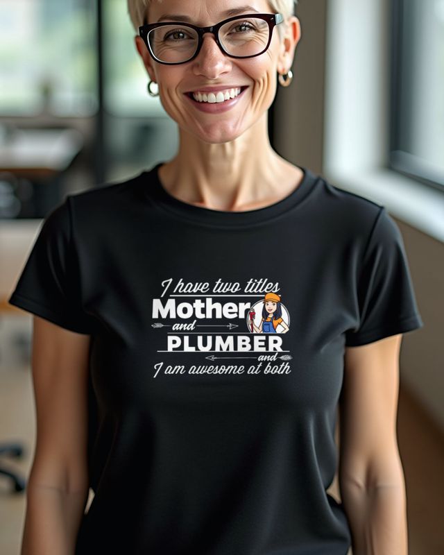 Plumber and Mother - Klempnerin und Mama Geschenk – T-Shirt