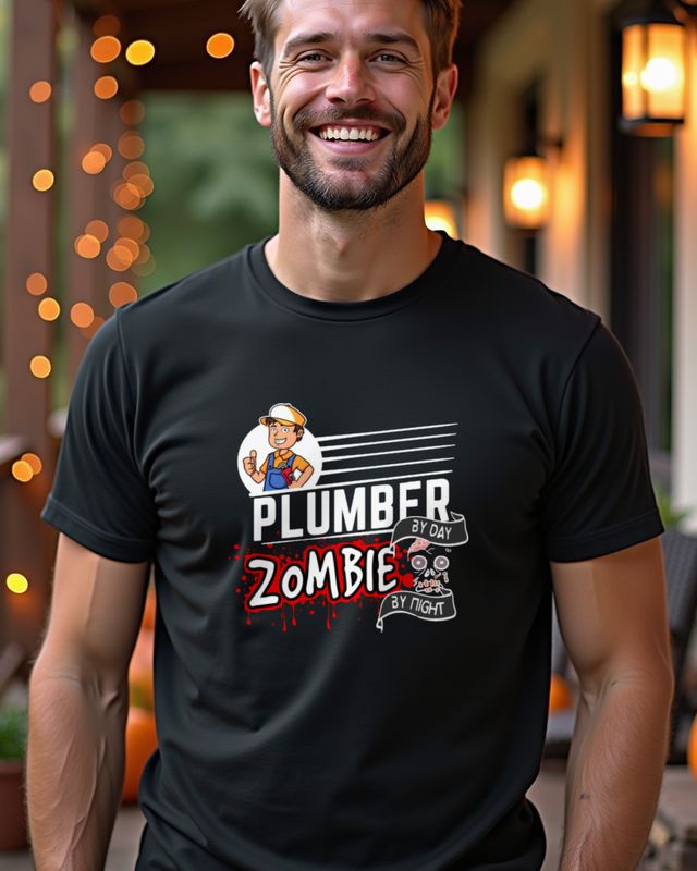 Plumber by Day Zombie by Night - Klempner Halloween Shirt – T-Shirt