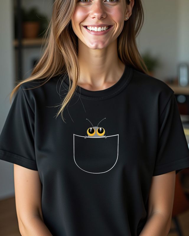 Pocket Fliege - Lustiges Brusttaschen Motiv – T-Shirt