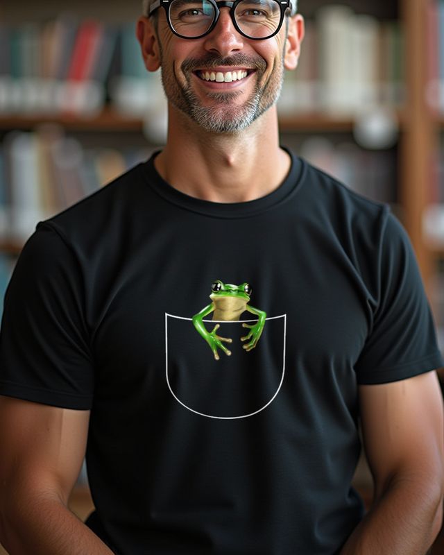 Pocket Frosch - Lustiges Frosch Brusttaschen Motiv – T-Shirt