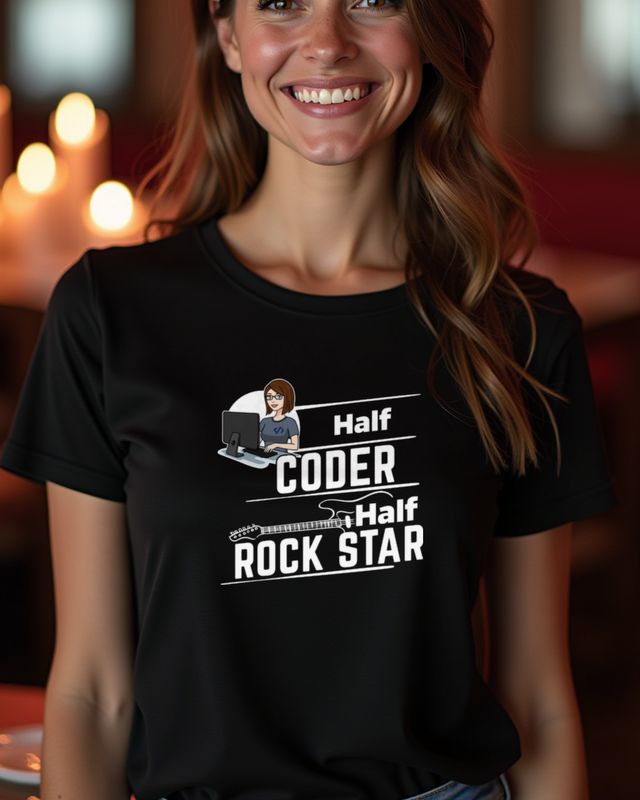 Half Rock Star Entwicklerin - Coder Shirt für Musikfans – T-Shirt