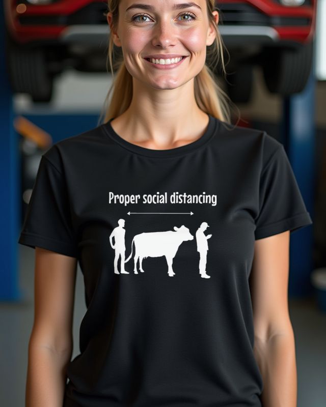 Proper Social Distancing Cow - Funny Cow Lover Design β T-Shirt