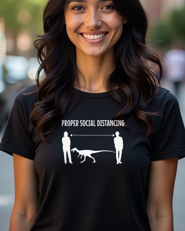 Proper Social Distancing Dinosaur - Funny Dino Design