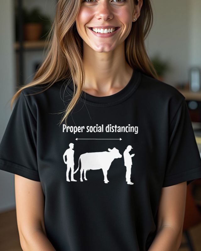 Proper Social Distancing Kuh - Lustiges Abstand Motiv – T-Shirt