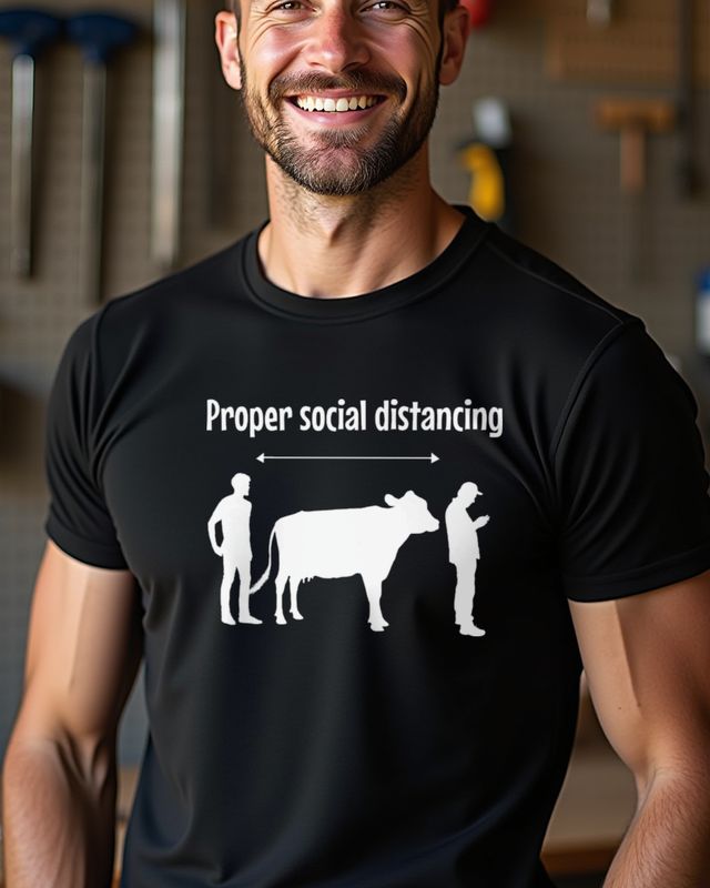 Proper Social Distancing Kuh - Lustiges Abstand Motiv – T-Shirt