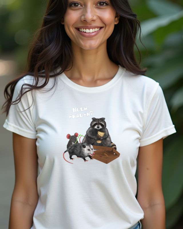 Waschbär Opossum Maus Any Questions - Lustiges Tiermotiv – T-Shirt