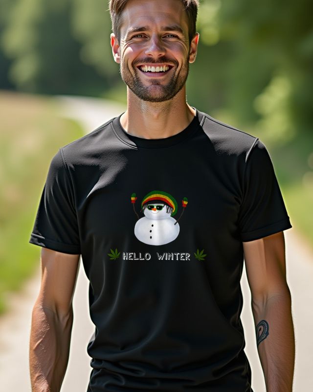 Rasta Schneemann - Hello Winter - Entspanntes Winter Motiv – T-Shirt