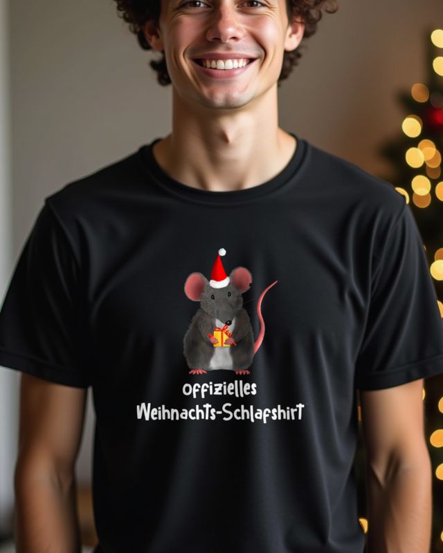 Ratte Maus - Weihnachts Schlafshirt - Lustig – T-Shirt