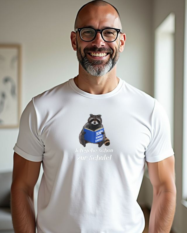 Reading Raccoon - Ich gehe schon zur Schule German School β T-Shirt