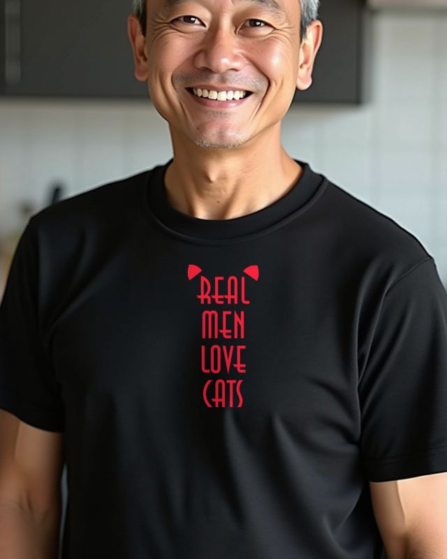 Real Men Love Cats - Funny Cat Dad Design for Men – T-Shirt