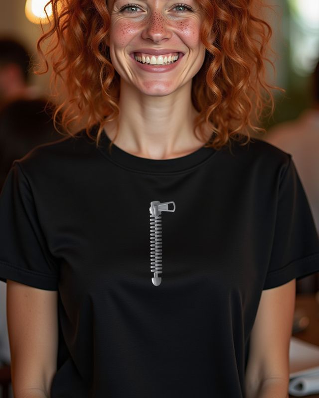Senkrechter Reißverschluss - Grafisches Motiv mit Witz – T-Shirt