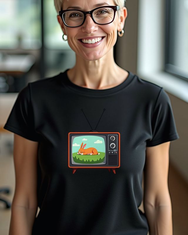 Retro TV With Sleeping Rabbit – Calm Politics Humor – T-Shirt