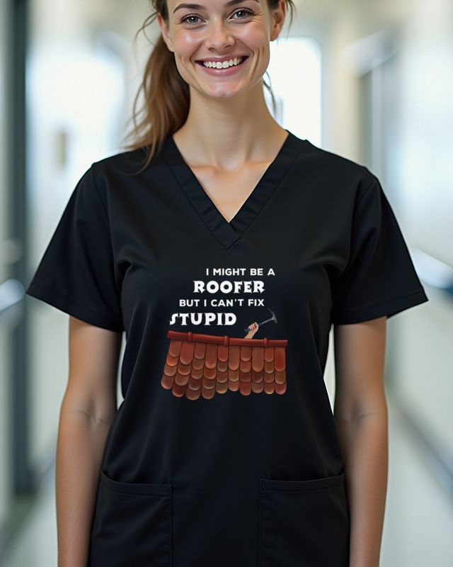 Roofer Can’t Fix Stupid - Funny Sarcastic Roofing Gift – T-Shirt