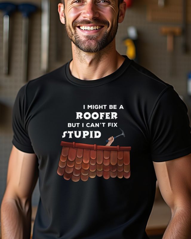 Roofer Can’t Fix Stupid - Lustiges Dachdecker Geschenk – T-Shirt
