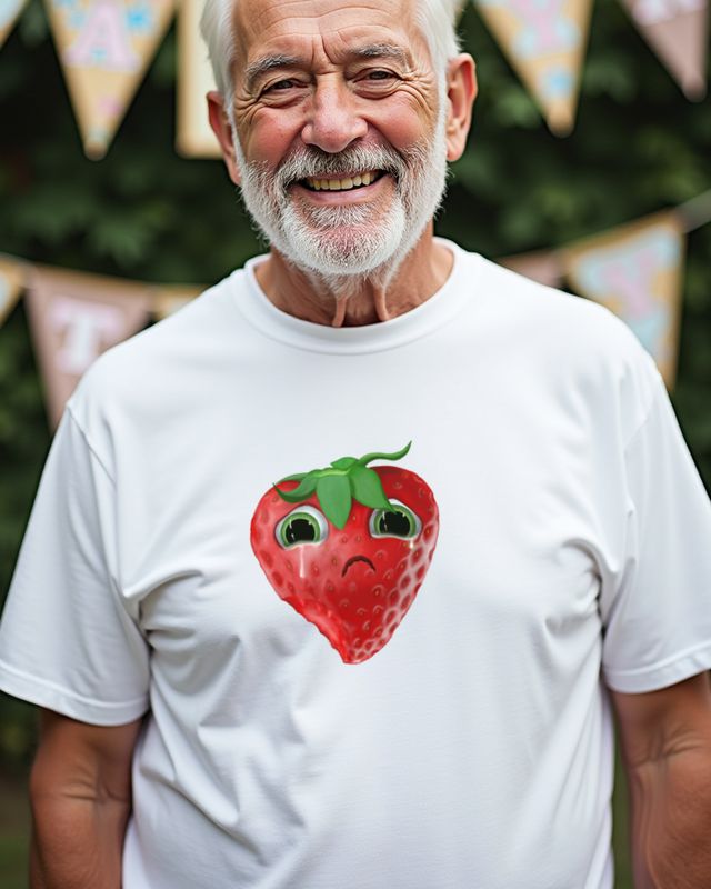 Sad Bitten Strawberry - Funny Cute Fruit Design – T-Shirt