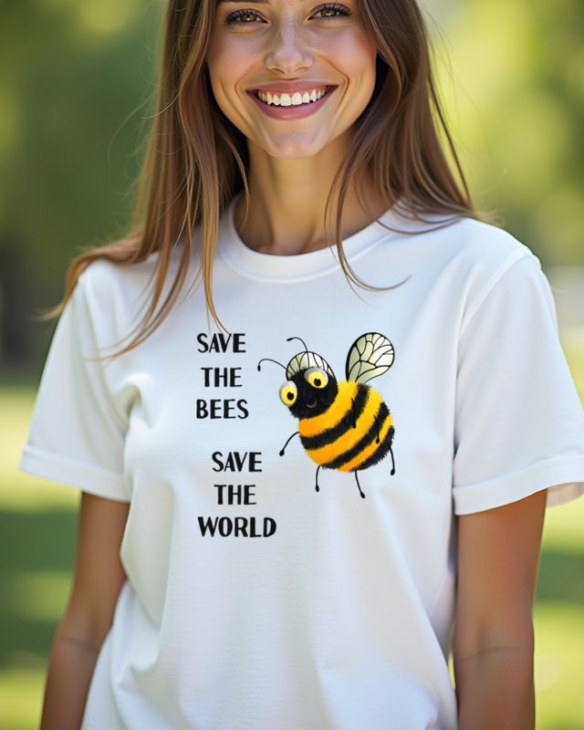 Save the Bees Save the World - Bienen Naturschutz Motiv – T-Shirt