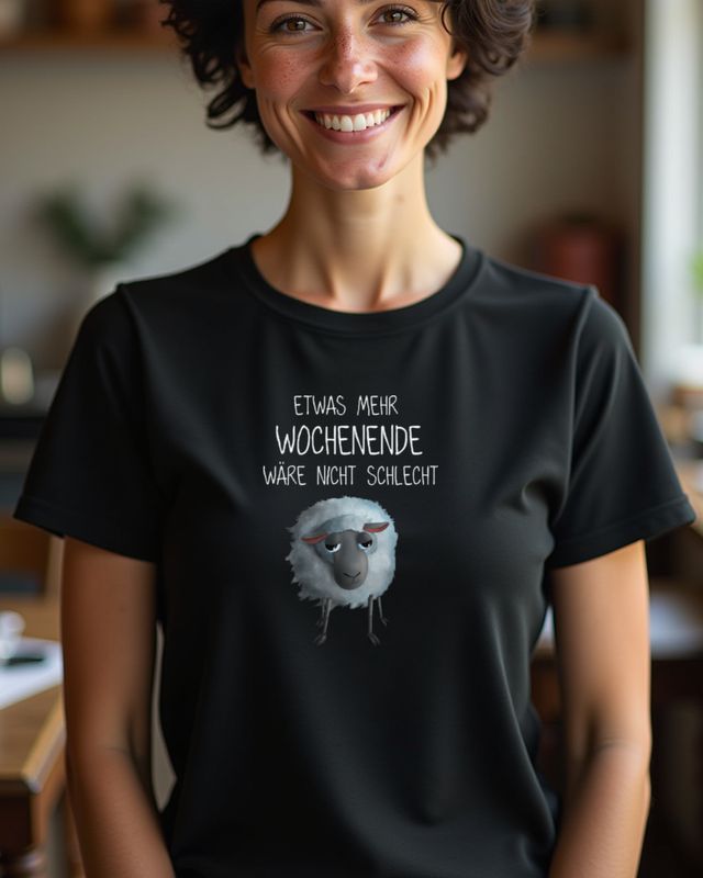 Sheep with German Saying - More Weekend Please – T-Shirt