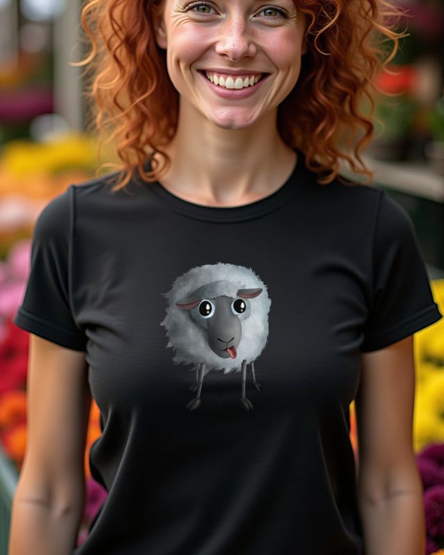 Schaf mit verrückter Zunge - Lustiges Schaf Motiv – T-Shirt