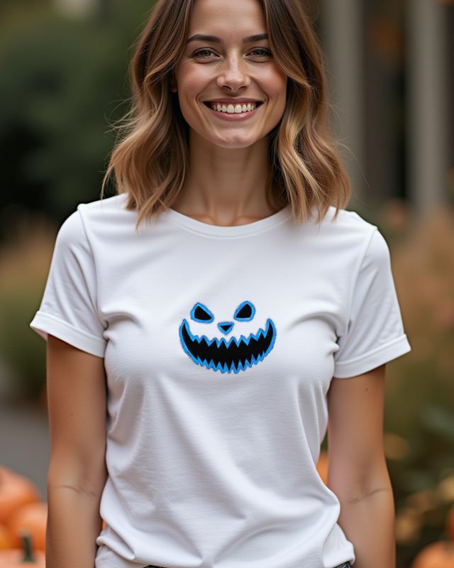 Schauriges Halloween Gesicht 2 in Blau - Halloween Motiv – T-Shirt