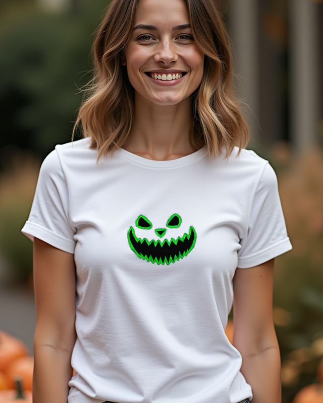 Schauriges Halloween Gesicht 2 in Grün - Halloween Motiv – T-Shirt