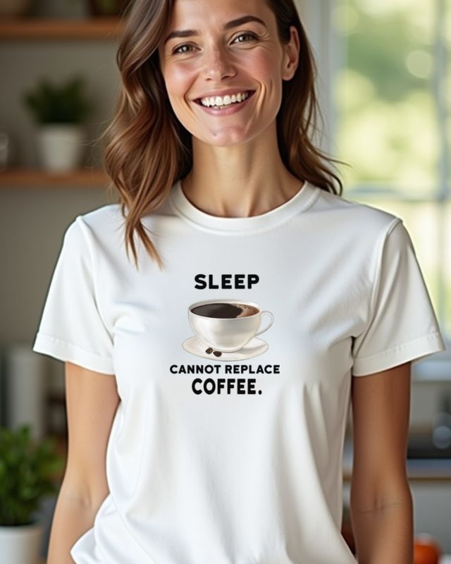 Schlaf kann Kaffee nicht ersetzen - Lustiger Kaffee Spruch – T-Shirt