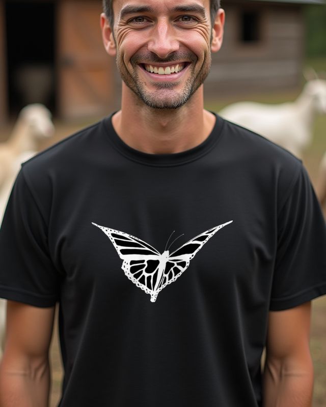 Schmetterling Schwarz Weiß - Elegantes Falter Motiv – T-Shirt