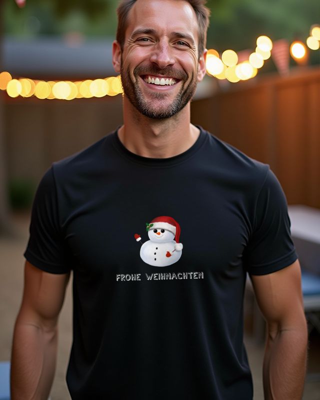 Schneemann Frohe Weihnachten - German Christmas Snowman โ T-Shirt