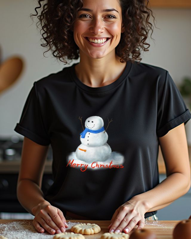 Fröhlicher Schneemann mit Schal - Merry Christmas Shirt – T-Shirt