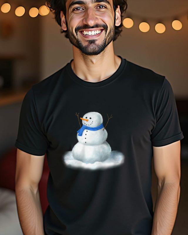 Fröhlicher Schneemann mit Schal - Kuscheliges Wintershirt – T-Shirt