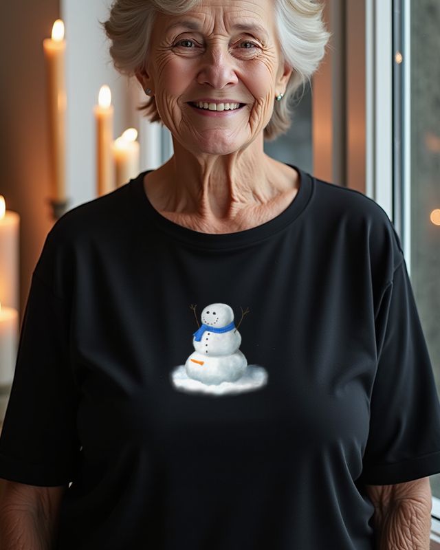 Fröhlicher Schneemann mit Hörnern und Schal - Lustig – T-Shirt