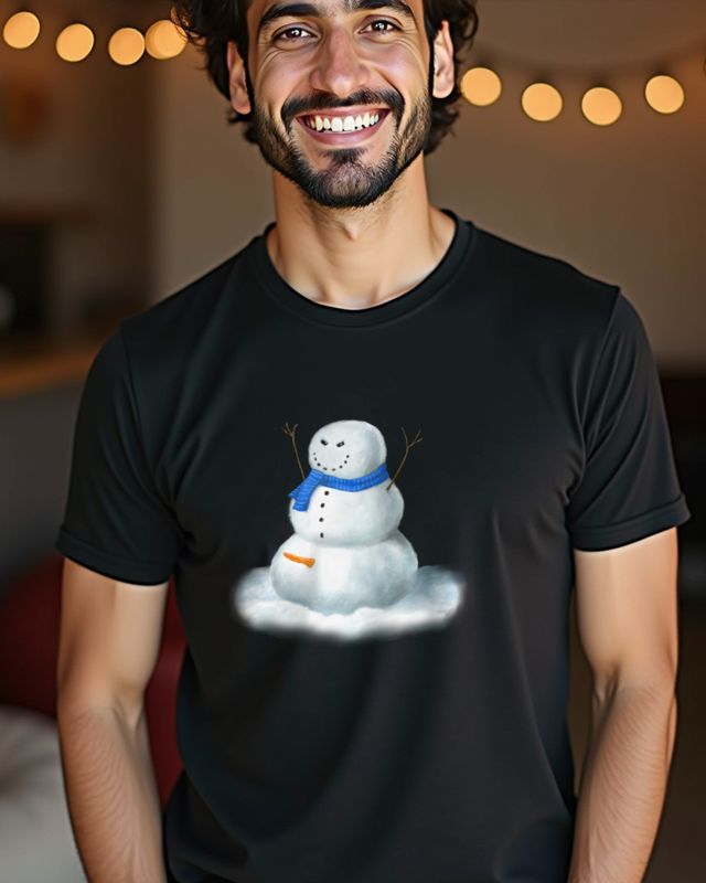 Grimmiger Schneemann mit Schal - Winter Morgenmuffel – T-Shirt