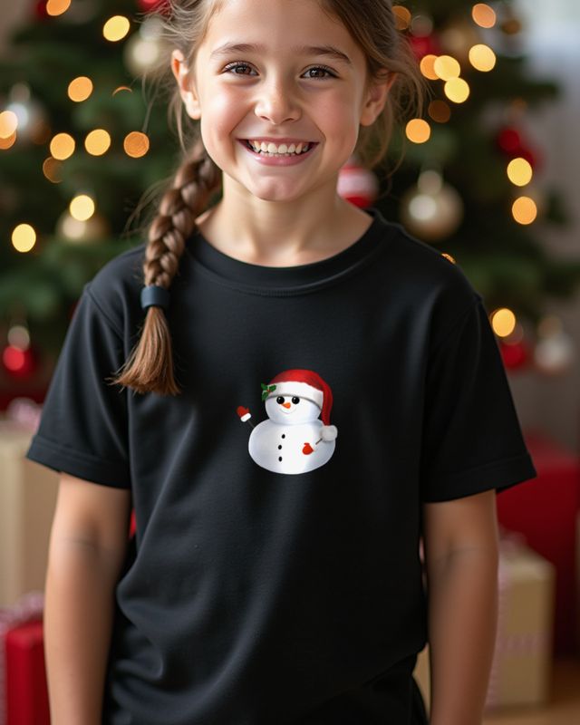 Schneemann mit Weihnachtsmütze - Süßes Weihnachtsmotiv – T-Shirt
