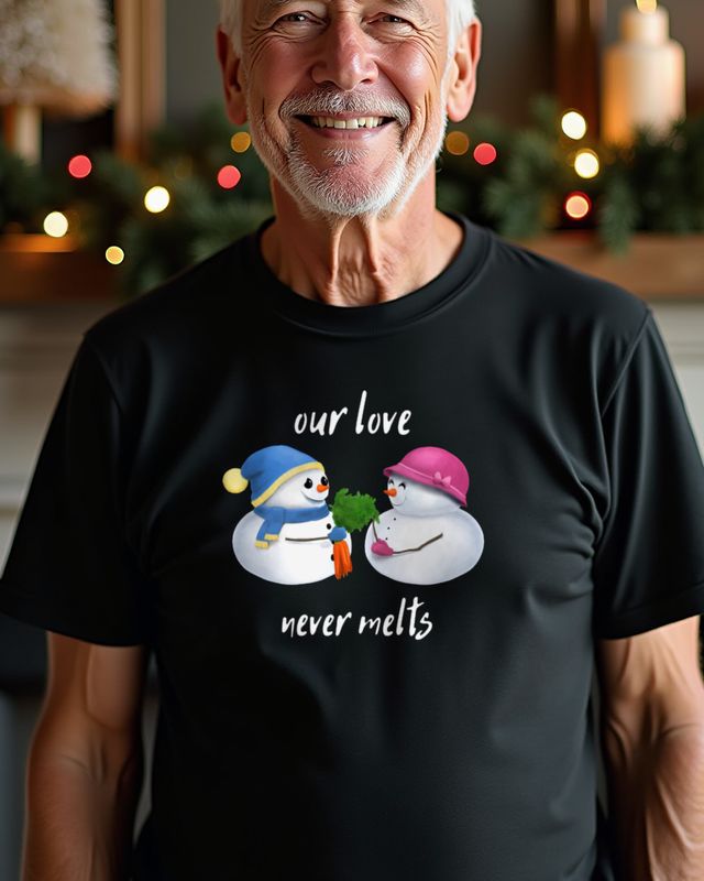 Schneemann Paar - Our Love Never Melts - Pärchen Motiv – T-Shirt