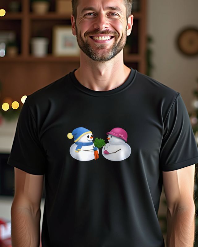 Schneemann Paar - Süßes Pärchen Motiv für den Winter – T-Shirt