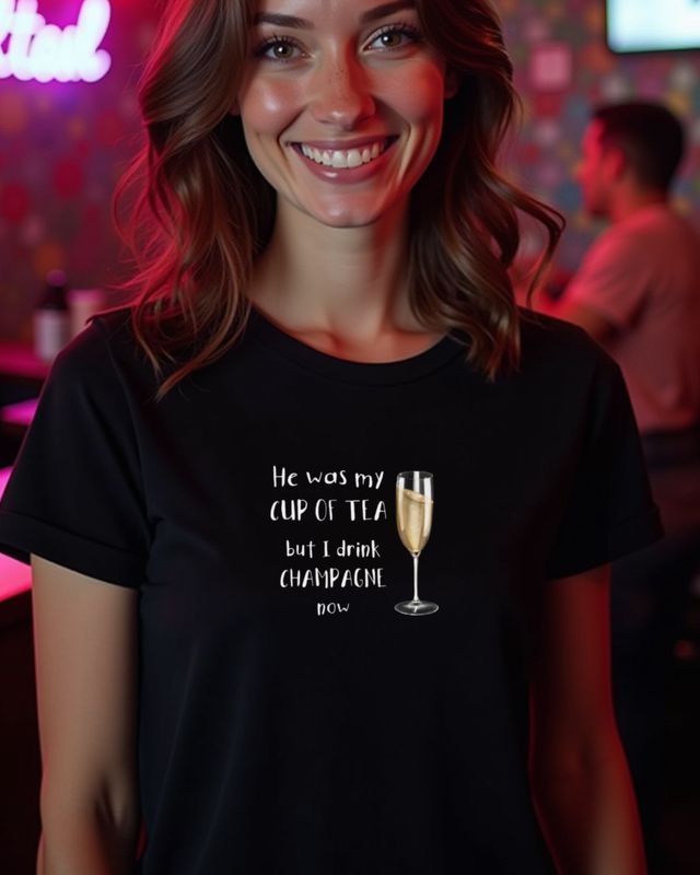 He Was My Tea But I Drink Champagne - Lustiger Sekt Spruch – T-Shirt