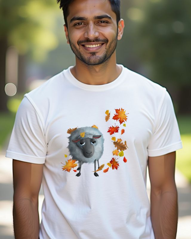 Sheep and Autumn Leaves - Cute Fall Sheep Design β T-Shirt