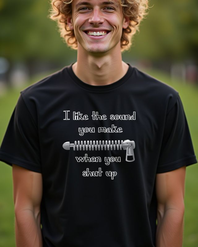 Shut Up Spruch mit Reißverschluss - Sarkastisches Geschenk – T-Shirt