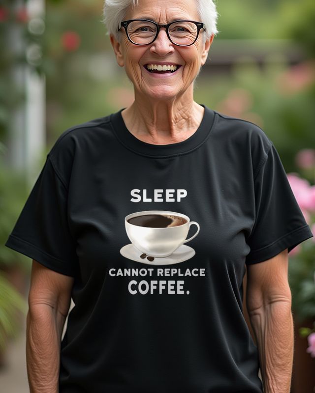Sleep Cannot Replace Coffee - Funny German Coffee Saying – T-Shirt