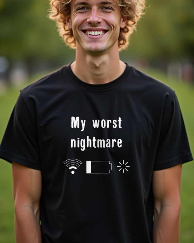 Smartphone My Worst Nightmare - Lustiges Motiv Akku Leer – T-Shirt