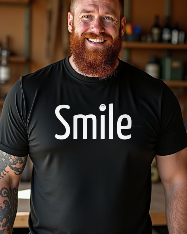 Smile - Lettering with Smiley Face Dot โ T-Shirt