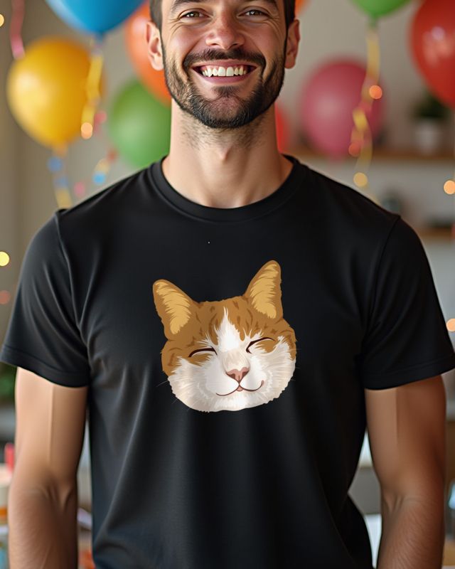 Lächelnde Katze - Fröhliches Katzen Motiv für gute Laune – T-Shirt