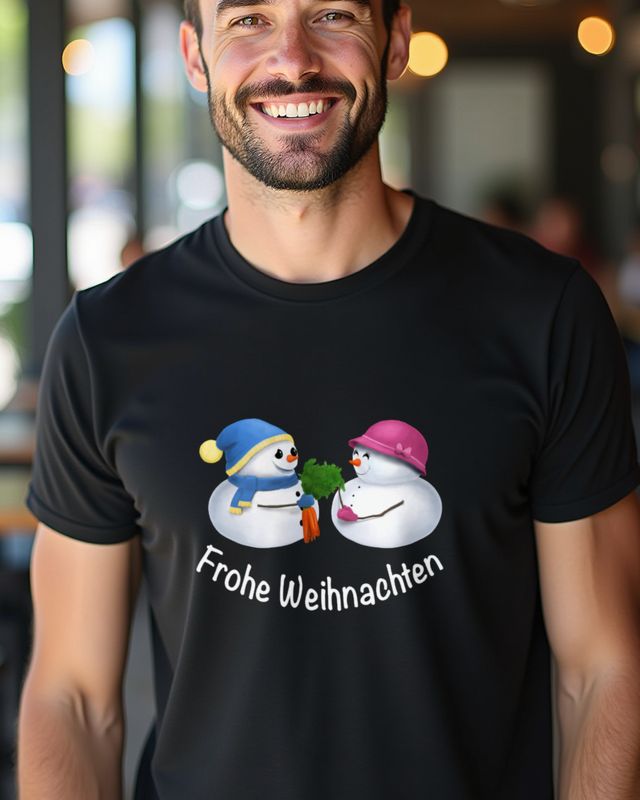 Snowman Couple Wishes Merry Christmas - Couple Design β T-Shirt