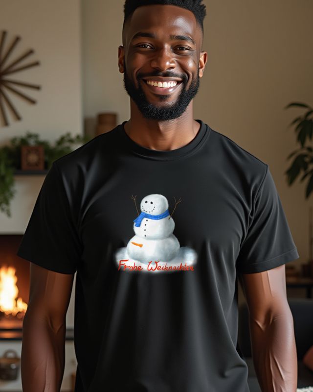 Grimmiger Schneemann mit Hörnern, Schal - Frohe Weihnachten – T-Shirt