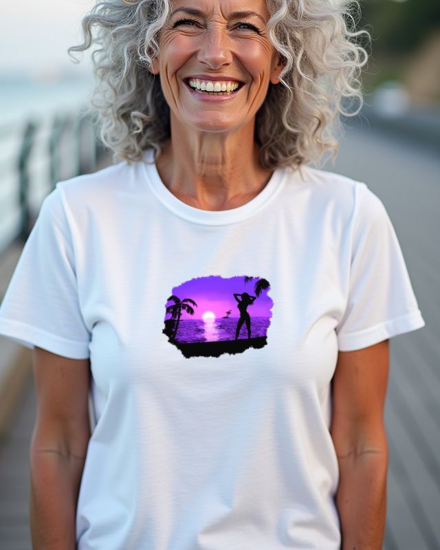Sunset Girl in Violet - Purple Summer Vacation Design