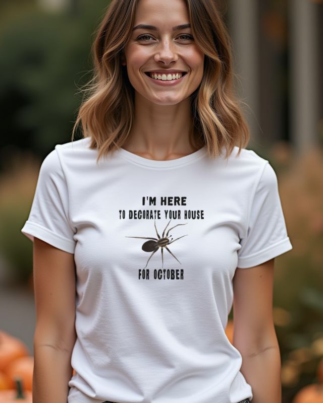 Spider Decorating the House - Funny Halloween Spider – T-Shirt