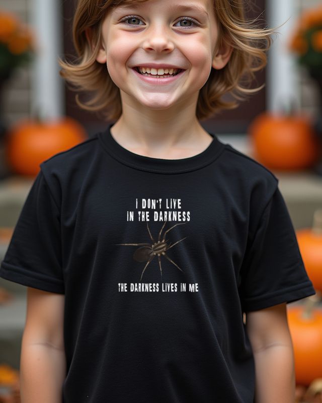 Spinne - Darkness lives in me - Gothic Halloween Spruch – T-Shirt