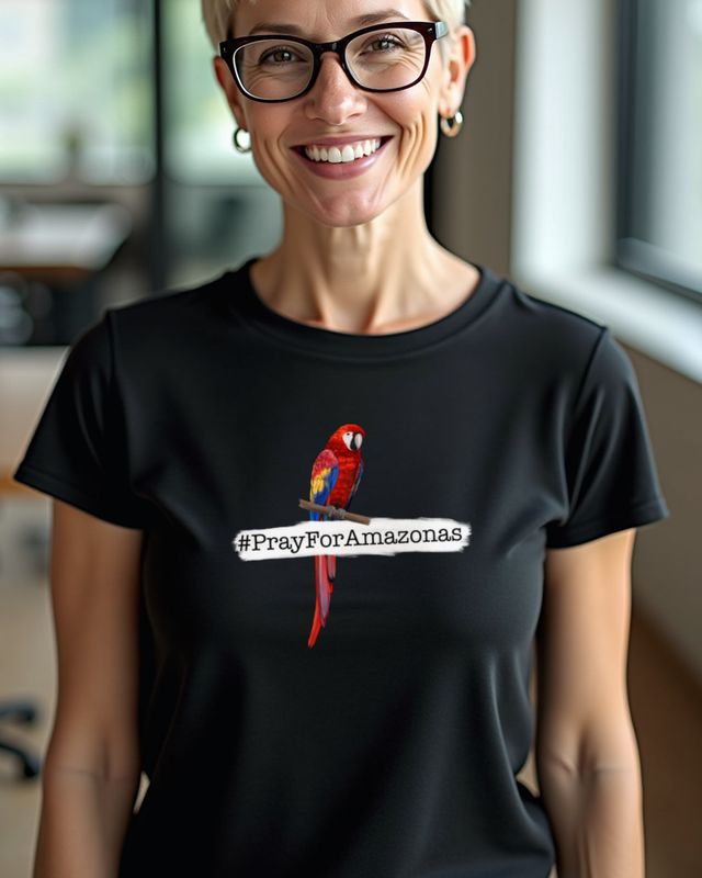 #PrayForAmazonas - Roter Ara Papagei – T-Shirt