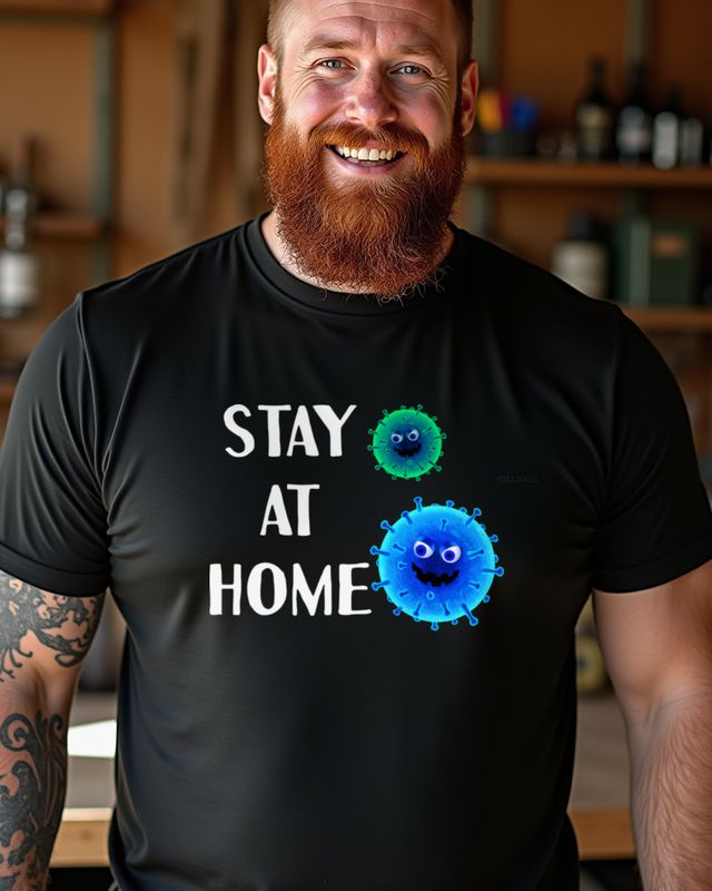 Stay at Home - Two Cartoon Viruses โ T-Shirt
