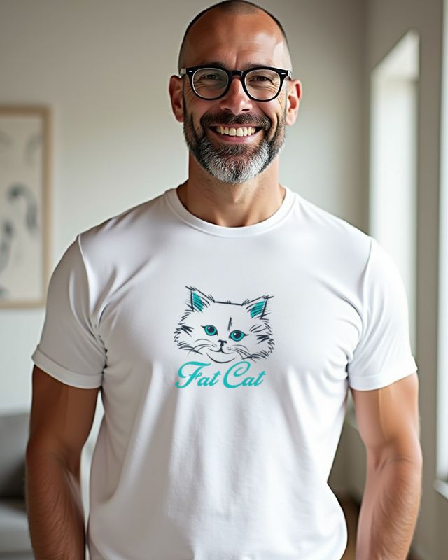 Süße dicke Katze - Lustiges Moppel Katzen Motiv – T-Shirt